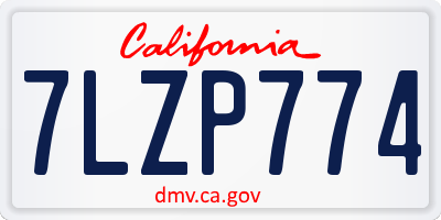 CA license plate 7LZP774