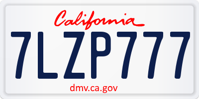 CA license plate 7LZP777
