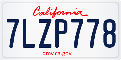 CA license plate 7LZP778