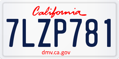 CA license plate 7LZP781