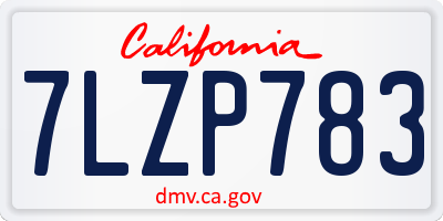 CA license plate 7LZP783