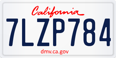 CA license plate 7LZP784