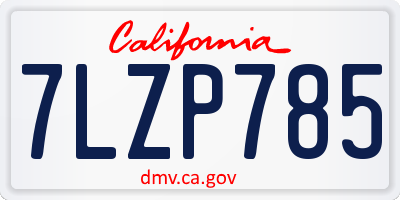 CA license plate 7LZP785