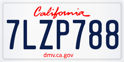 CA license plate 7LZP788