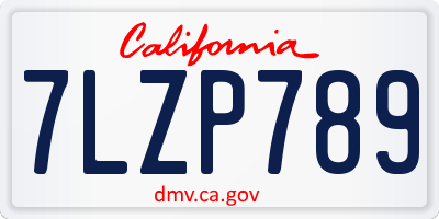 CA license plate 7LZP789