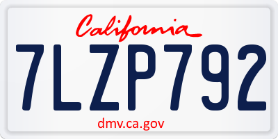 CA license plate 7LZP792