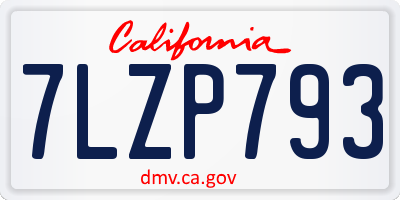 CA license plate 7LZP793