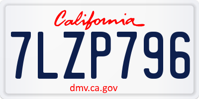 CA license plate 7LZP796