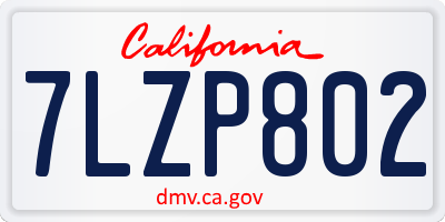 CA license plate 7LZP802