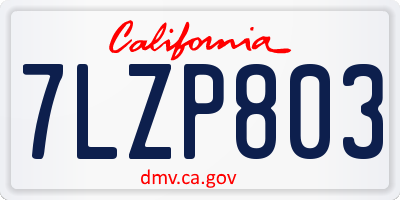 CA license plate 7LZP803