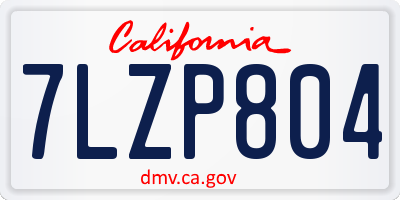 CA license plate 7LZP804