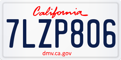 CA license plate 7LZP806