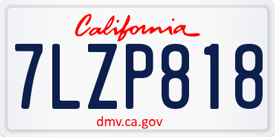 CA license plate 7LZP818