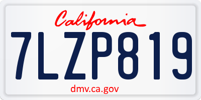 CA license plate 7LZP819