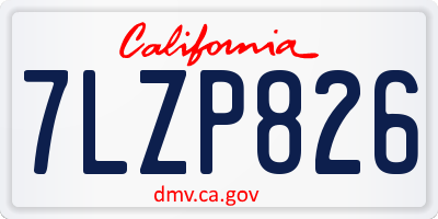 CA license plate 7LZP826