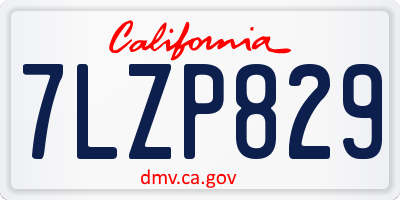 CA license plate 7LZP829