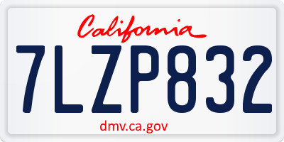 CA license plate 7LZP832
