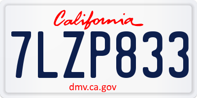 CA license plate 7LZP833