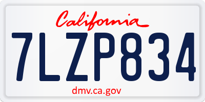 CA license plate 7LZP834