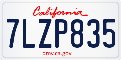 CA license plate 7LZP835