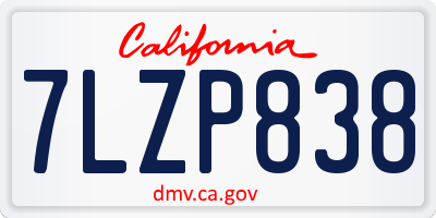 CA license plate 7LZP838