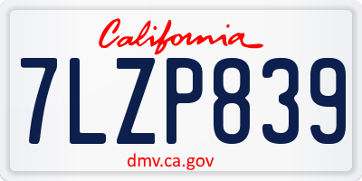 CA license plate 7LZP839