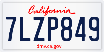 CA license plate 7LZP849