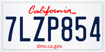 CA license plate 7LZP854