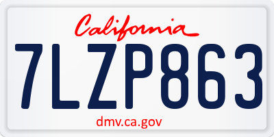 CA license plate 7LZP863