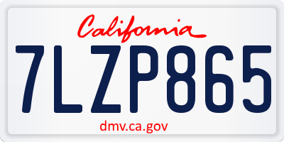 CA license plate 7LZP865