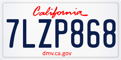 CA license plate 7LZP868