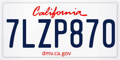 CA license plate 7LZP870