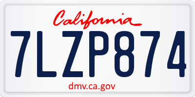 CA license plate 7LZP874