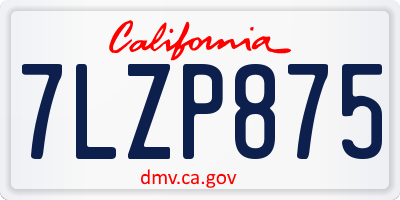 CA license plate 7LZP875