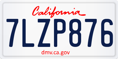 CA license plate 7LZP876