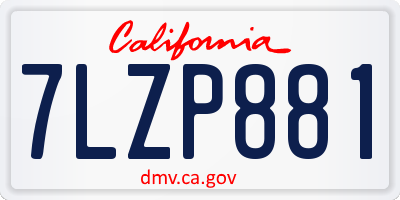 CA license plate 7LZP881