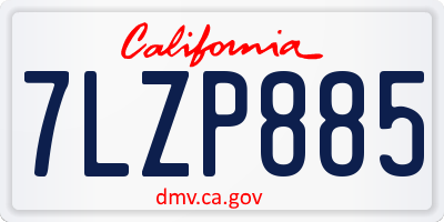 CA license plate 7LZP885