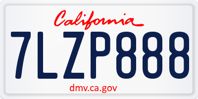CA license plate 7LZP888