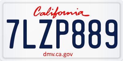 CA license plate 7LZP889
