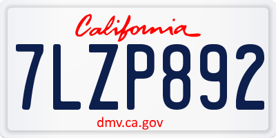 CA license plate 7LZP892
