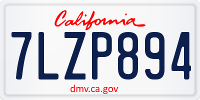 CA license plate 7LZP894