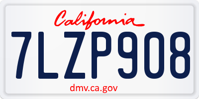 CA license plate 7LZP908