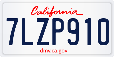 CA license plate 7LZP910