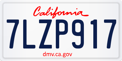 CA license plate 7LZP917