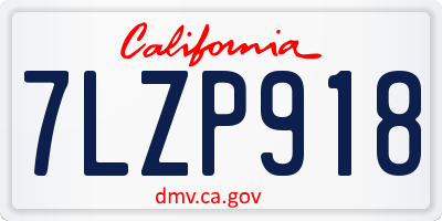 CA license plate 7LZP918