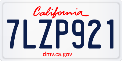 CA license plate 7LZP921