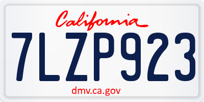 CA license plate 7LZP923