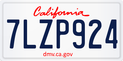 CA license plate 7LZP924
