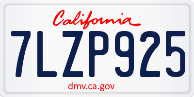 CA license plate 7LZP925