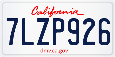 CA license plate 7LZP926